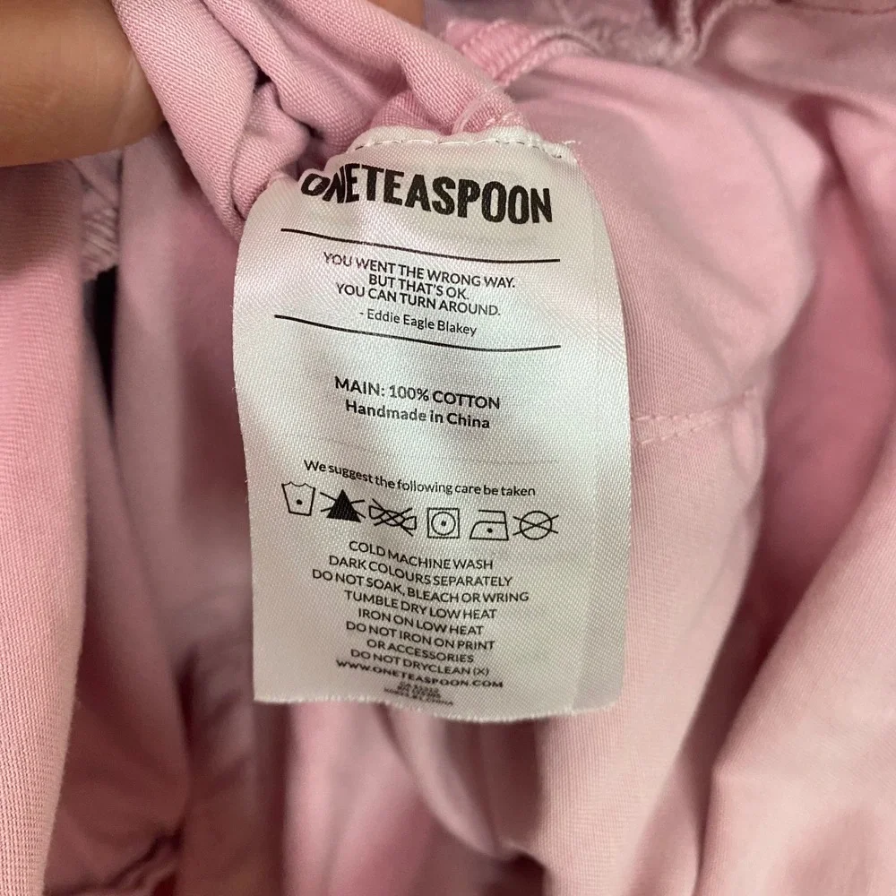 One Teaspoon Prophecy Romper Pink Cotton Utility Button Front Womens Size Small - Picture 10 of 12